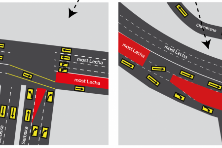 Most Lecha: prace na dojazdach na półmetku, zmiana organizacji ruchu