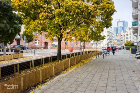 Róże, ozdobne trawy i grusze na ul. Różanej