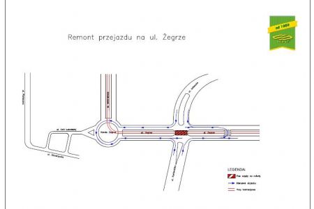Zmiany na skrzyżowaniach ulic Żegrze/Chartowo, Żegrze/Inflancka w związku z remontem przejazdów tramwajowych
