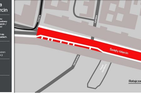 Prace na Świętym Marcinie - zmiana organizacji ruchu