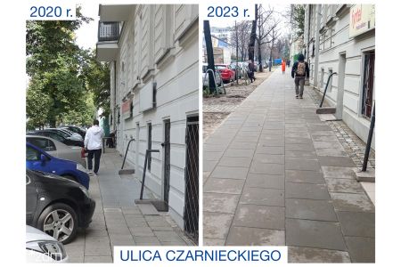 Chodnik na ulicy Czarnieckiego. Zdjęcie przed i po