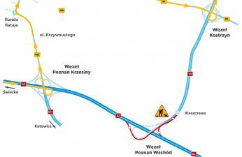 Schemat organizacji ruchu dla kierowców jadących z kierunku Świecka w kierunku na Gniezno