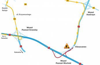 Schemat organizacji ruchu dla kierowców jadących z kierunku Świecka w okolice Kleszczewa