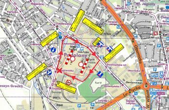 Schemat organizacji ruchu w rejonie budowy.