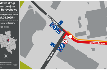 Schemat zmiany organizacji ruchu od 27 sierpnia, jeden z dwóch wariantów