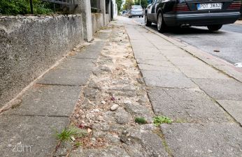 Zniszczona nawierzchnia chodnika. fot. Bartosz Jankowski / ZDM