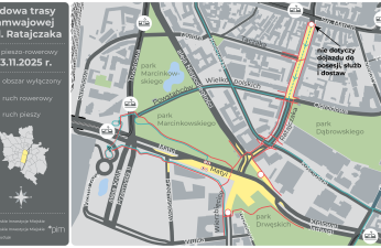 Schemat czasowej organizacji ruchu pieszo-rowerowego od 3 listopada 2025 r.