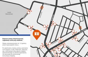 Schemat organizacji ruchu w rejonie stadionu