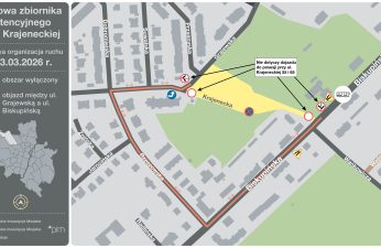 Schemat zmiany organizacji ruchu na ul. Krajeneckiej.