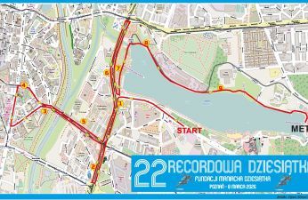 W niedzielę, 8 marca w Poznaniu odbędzie się bieg 22. Recordowa Dziesiątka - mapa trasy
