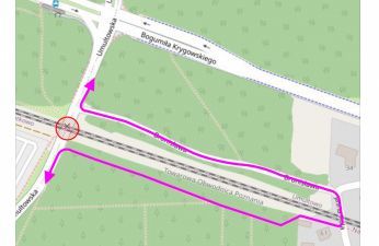 Schemat tymczasowej organizacji ruchu pieszych.