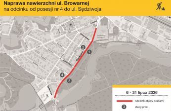 Mapa przedstawiająca etapy remontu