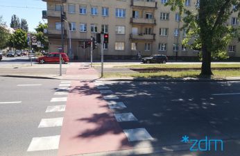 ul. Przybyszewskiego - przejazd rowerowy na skrzyżowaniu z ul. Szamarzewskiego