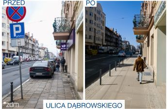 Metamorfoza chodnika na ulicy Dąbrowskiego. fot. Bartosz Jankowski / ZDM