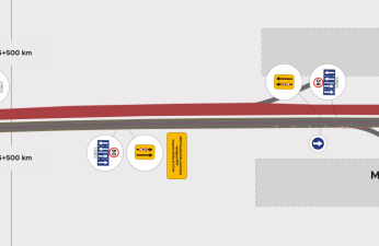Schemat ruchu między km 176 a 177 km autostrady