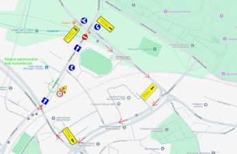 Schemat organizacji ruchu na ul. Pułaskiego.