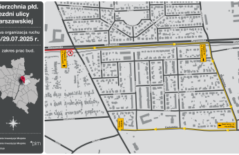 Planowane objazdy ze względu na prace na ul. Warszawskiej.