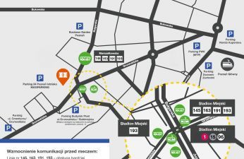 Schemat funkcjonowania komunikacji miejskiej w dniu meczu