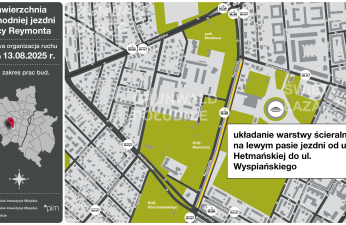 Schemat organizacji ruchu na ul. Reymonta w dniu 13.08.