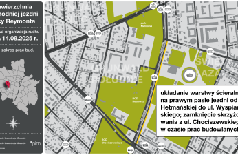 Schemat organizacji ruchu na ul. Reymonta w dniu 14.08.