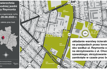 Schemat organizacji ruchu na ul. Reymonta w dniu 20.08.