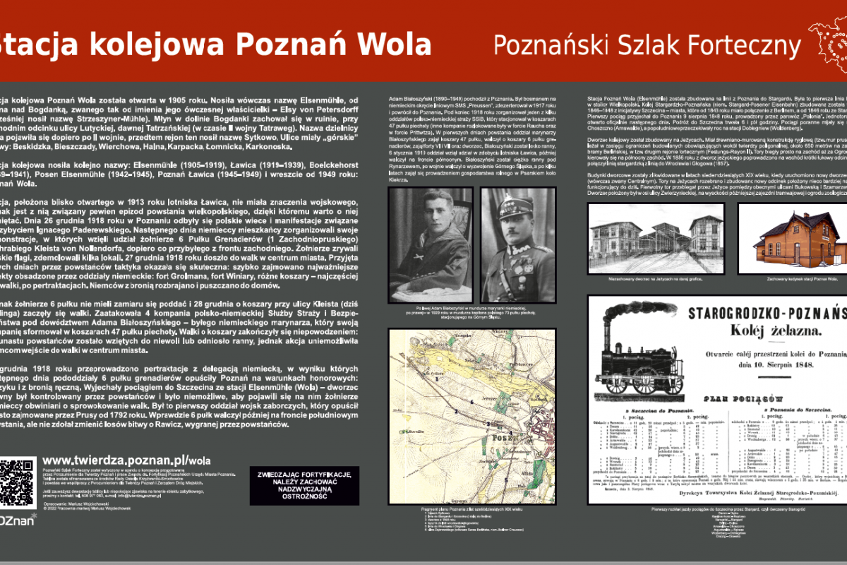 Wzór tablicy informującej o Poznańskim Szlaku Fortecznym