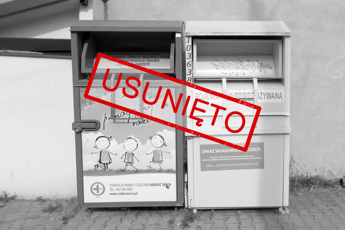 Pojemnik na odzież - ul. Rejtana (na wysokości nr 1) - USUNIĘTO