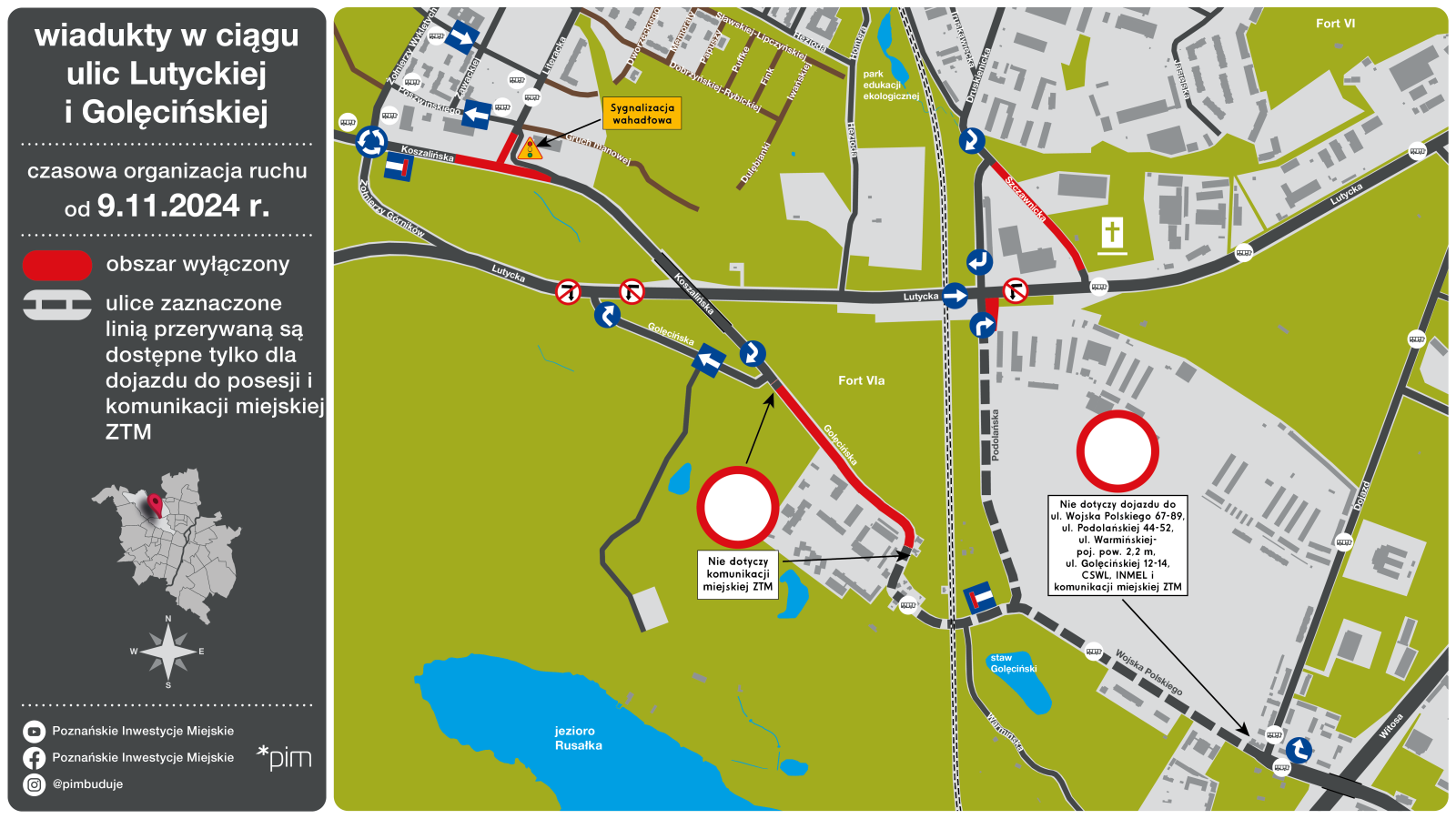 Czasowa organizacja ruchu w rejonie ul. Golęcińskiej od 9 listopada 2024 r.
